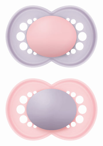 MAM Original Unprinted Πιπίλα Σιλικόνης 16+ Μηνών Λιλά/Ροζ 2 Τεμάχια (278SG)